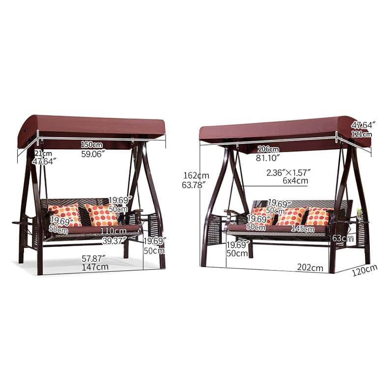ブランコ スウィングベンチ 椅子 チェア 屋根付き シェード付き クッション付き ベンチ ガーデンファニチャー ガーデン スウィング zy-026