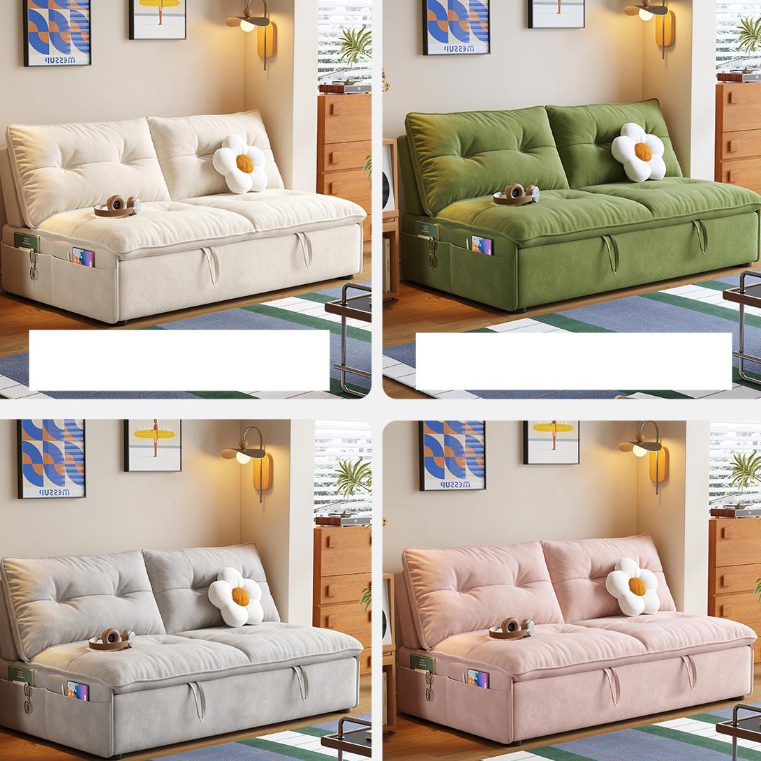 クリーム風ソファベッド リビング用 折りたたみ式 引き出し収納付き 一体型二役デザイン hemw-1336