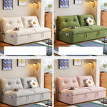 クリーム風ソファベッド リビング用 折りたたみ式 引き出し収納付き 一体型二役デザイン hemw-1336