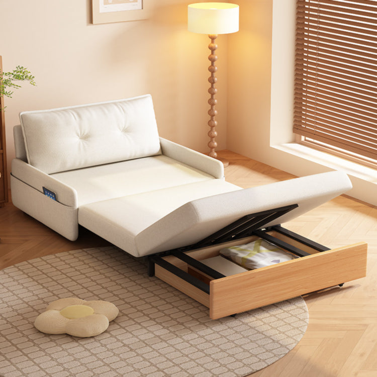 実木×ファブリック 伸縮ソファベッド|1人掛け~2人掛け対応 幅80?180cm ナチュラルデザイン おしゃれ jy-1223-5