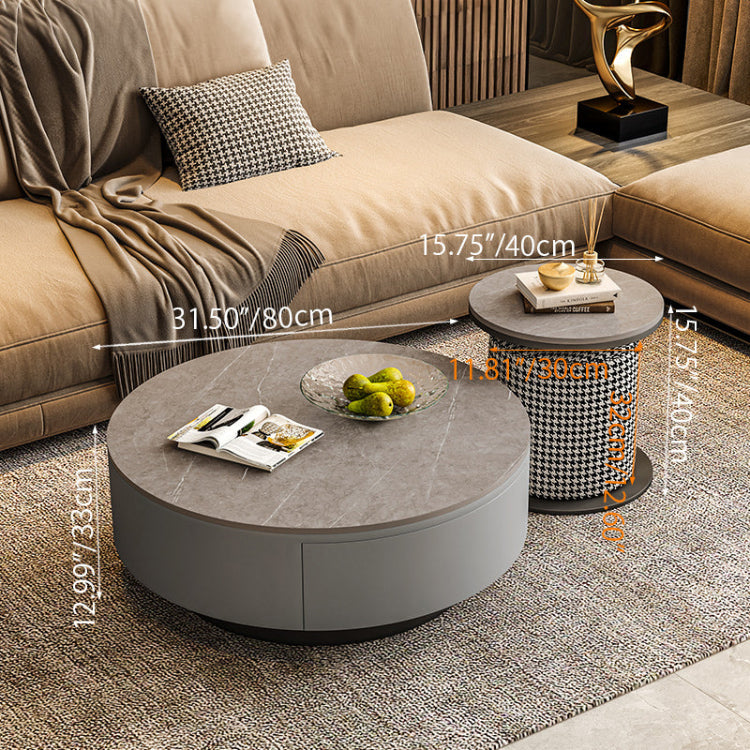 センターテーブル おしゃれ 円形 セラミック天板 エコ木材脚部 2点セット 幅80cm 大テーブル 幅40cm 小テーブル 北欧風 モダン リビング カフェ風 1人用 2人用 コンパクト 省スペース fel-1961