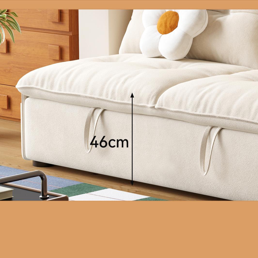 クリーム風ソファベッド リビング用 折りたたみ式 引き出し収納付き 一体型二役デザイン hemw-1336