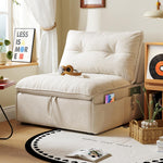 クリーム風ソファベッド リビング用 折りたたみ式 引き出し収納付き 一体型二役デザイン hemw-1336