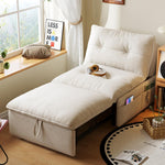 クリーム風ソファベッド リビング用 折りたたみ式 引き出し収納付き 一体型二役デザイン hemw-1336