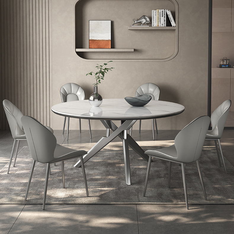 高級感グレー合成皮革ダイニングチェアメタル脚快適デザイン hagst-5369