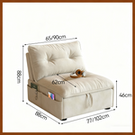 クリーム風ソファベッド リビング用 折りたたみ式 引き出し収納付き 一体型二役デザイン hemw-1336