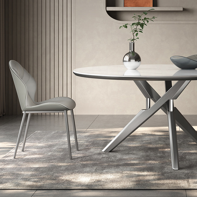 高級感グレー合成皮革ダイニングチェアメタル脚快適デザイン hagst-5369