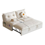 クリーム風ソファベッド リビング用 折りたたみ式 引き出し収納付き 一体型二役デザイン hemw-1336