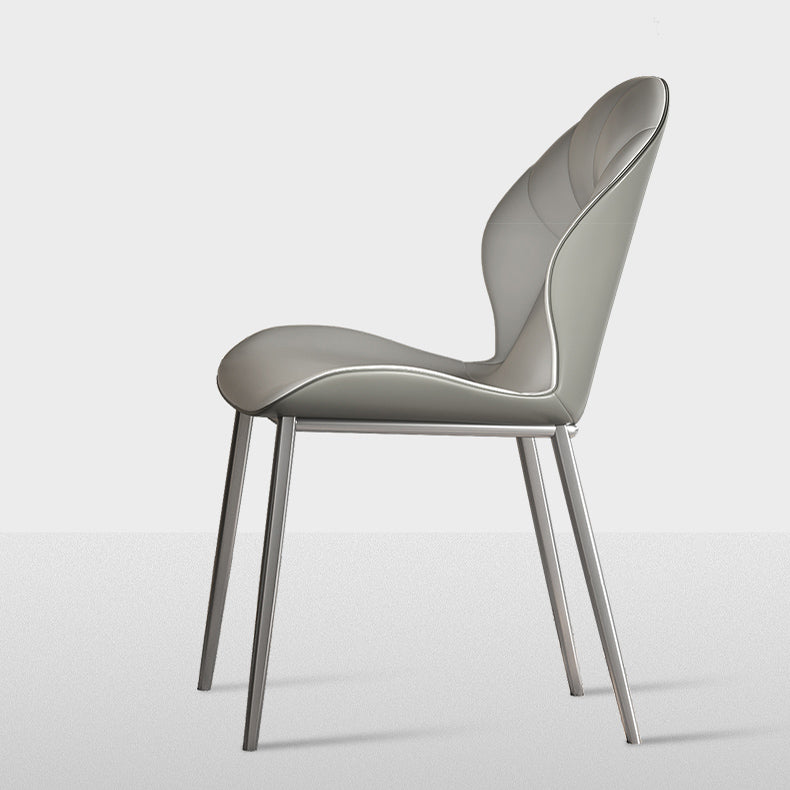 高級感グレー合成皮革ダイニングチェアメタル脚快適デザイン hagst-5369