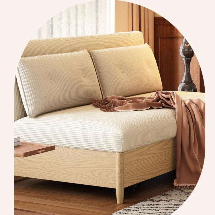 実木伸縮ソファベッド シングル~ダブル対応 北欧ナチュラルデザイン 0.75m?1.85m対応 省スペース・来客用・一人暮らしにおすすめ g4-7283