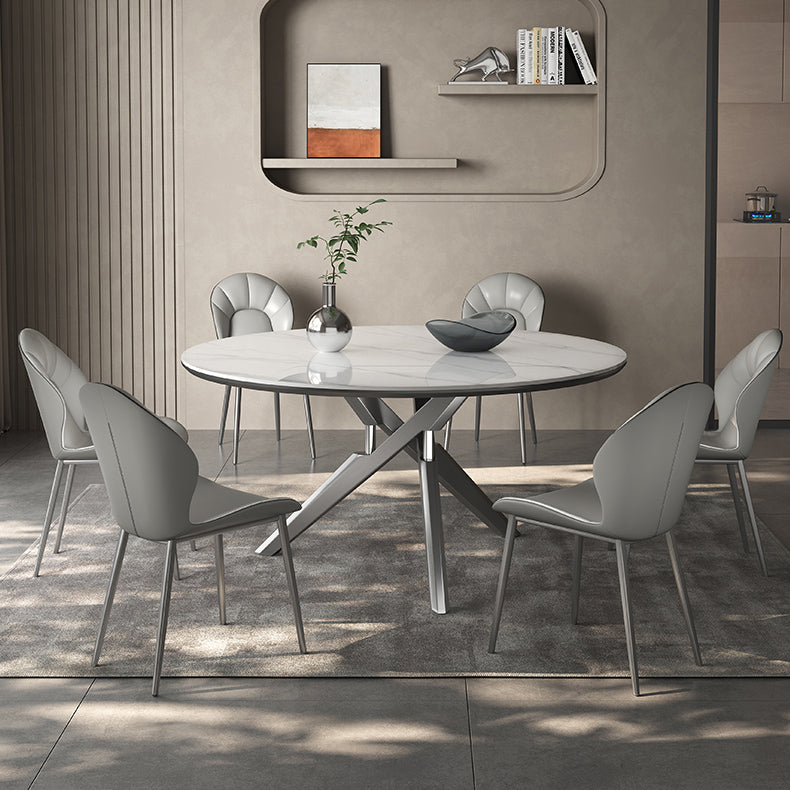 高級感グレー合成皮革ダイニングチェアメタル脚快適デザイン hagst-5369