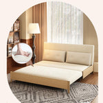 実木伸縮ソファベッド シングル~ダブル対応 北欧ナチュラルデザイン 0.75m?1.85m対応 省スペース・来客用・一人暮らしにおすすめ g4-7283