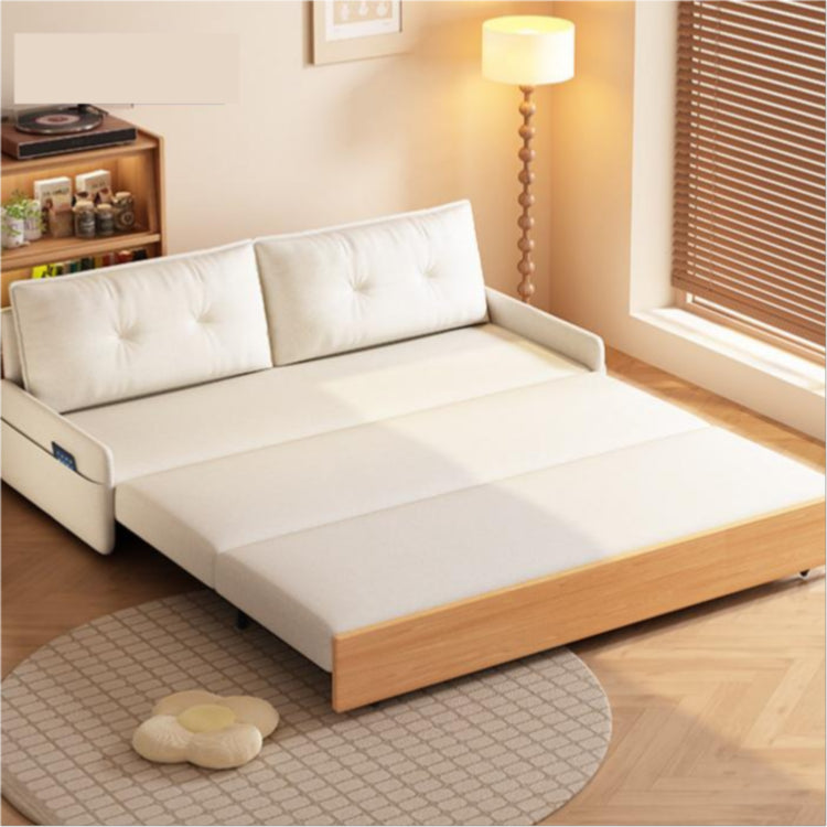 実木×ファブリック 伸縮ソファベッド|1人掛け~2人掛け対応 幅80?180cm ナチュラルデザイン おしゃれ jy-1223-5