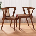 藤編み×無垢材 ティーテーブルセット|実木 茶卓 バルコニー・テラス用 ナチュラルデザイン G3-7231