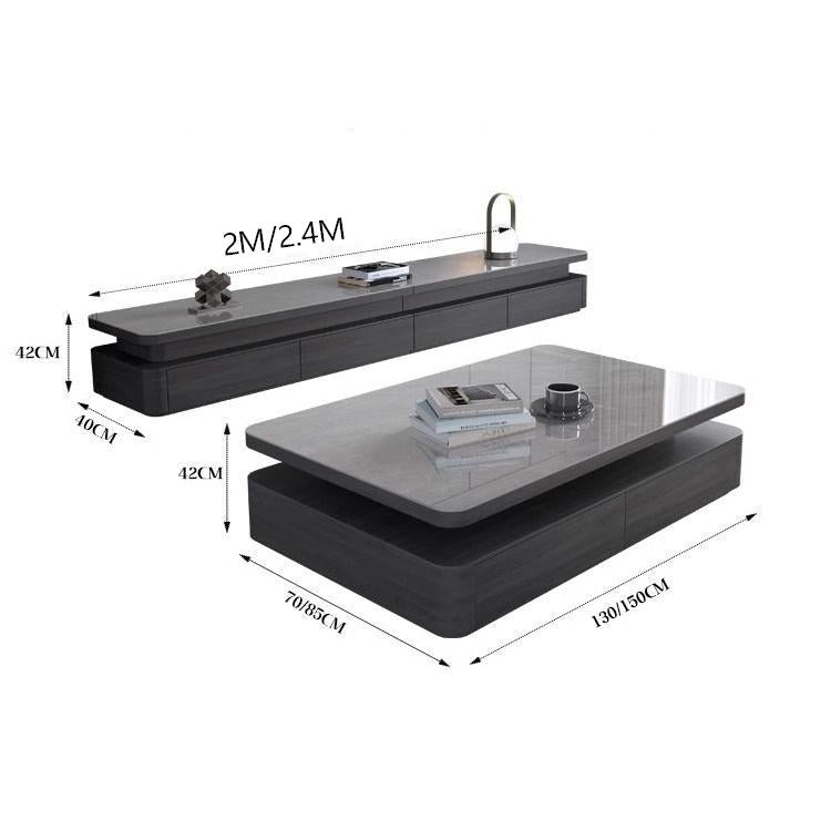モダン岩板テレビボード 幅200cm / 240cm ワイド設計 ロータイプ リビング収納 おしゃれ 高級インテリア hykg-5868