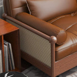 レトロ風 実木ソファベッド 伸縮式 オイルレザー調 収納付き 幅114~194cm 1人掛け~2人掛け コンパクト ソファベッド g4-7277