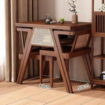 藤編み×無垢材 ティーテーブルセット|実木 茶卓 バルコニー・テラス用 ナチュラルデザイン G3-7231