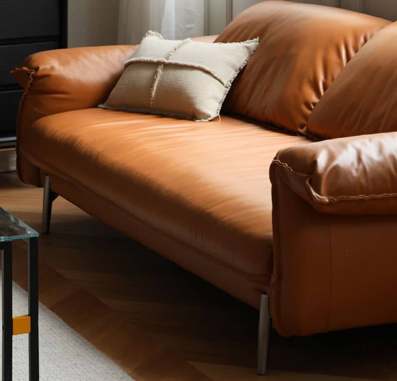 モダンデザイン ソファー|パイン材 多層板 ステンレス ダウン 本革 合成皮革仕様 Hersa-1618