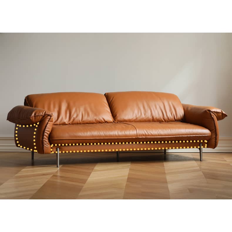 モダンデザイン ソファー|パイン材 多層板 ステンレス ダウン 本革 合成皮革仕様 Hersa-1618