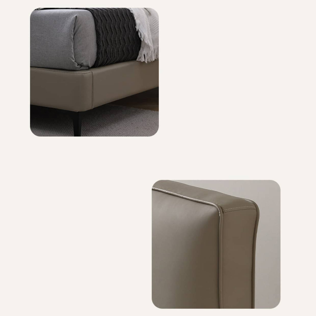 『贅沢な安眠体験:パイン×ステンレス×合成&本革仕様ベッド』 Hersa-1628