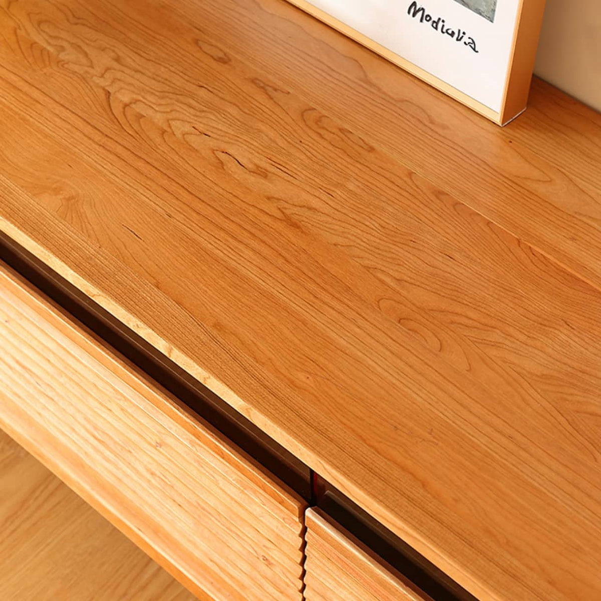 チェリー材&ケヤキ多層板ガラステレビ台 - 高級感溢れるデザイン Hersa-1630