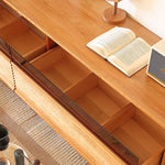 チェリー材&ケヤキ多層板ガラステレビ台 - 高級感溢れるデザイン Hersa-1630