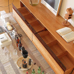 チェリー材&ケヤキ多層板ガラステレビ台 - 高級感溢れるデザイン Hersa-1630