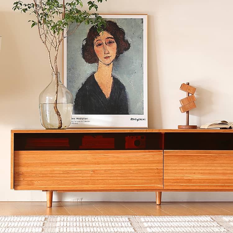 チェリー材&ケヤキ多層板ガラステレビ台 - 高級感溢れるデザイン Hersa-1630