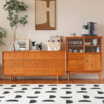 チェリー材?ケヤキ 高級キャビネット | 多層板とガラス?銅デザインの収納家具 Hersa-1635