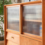 チェリー材?ケヤキ 高級キャビネット | 多層板とガラス?銅デザインの収納家具 Hersa-1635