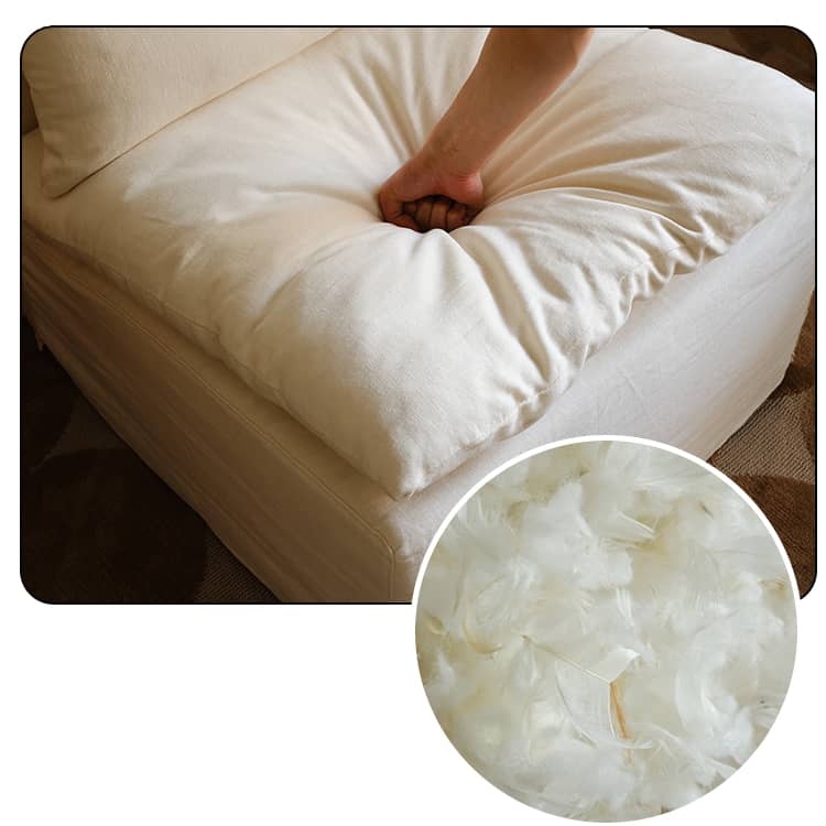 【格调高まる】リネン&綿麻素材使用!贅沢パインダウンシリコンフィルソファー Hersa-1640