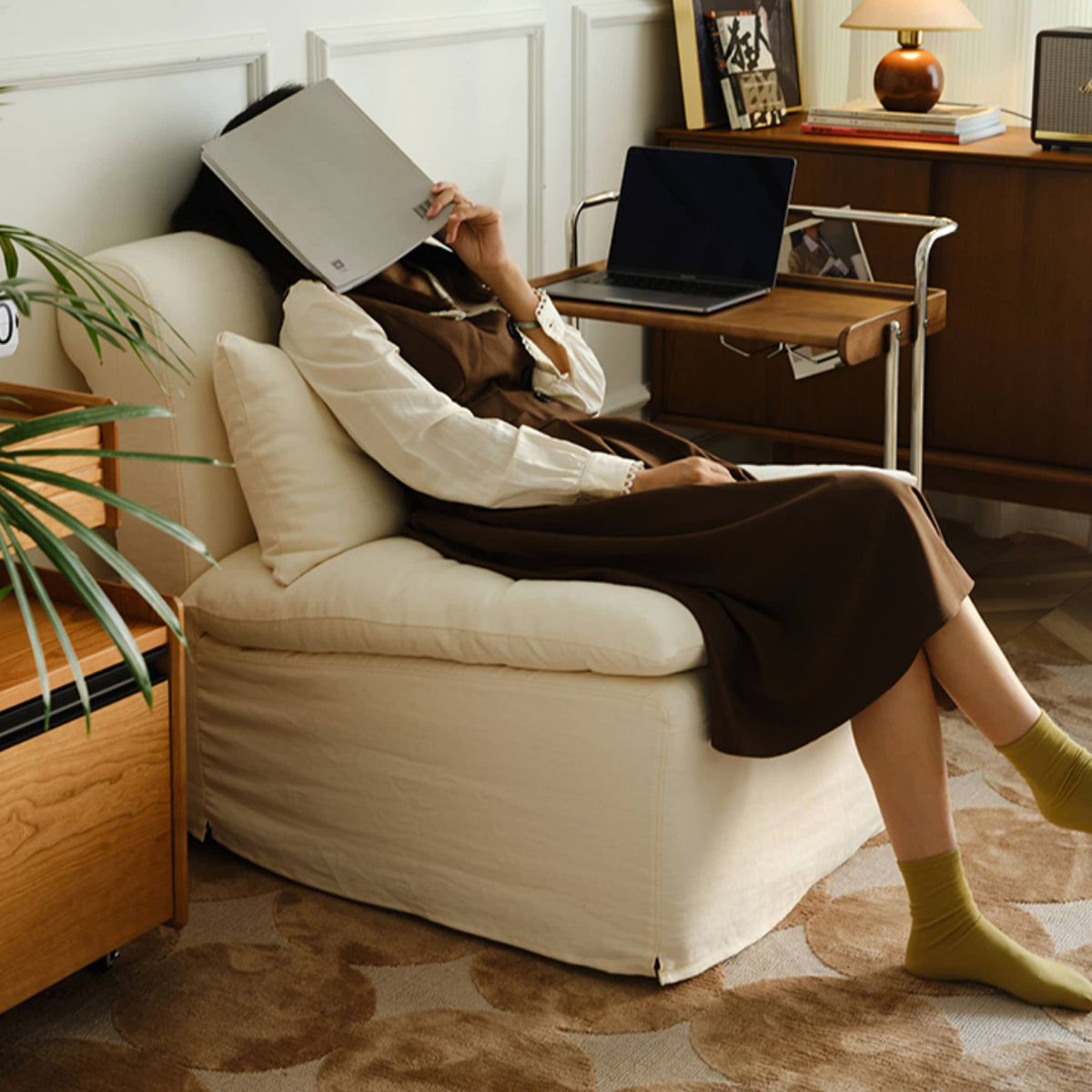 【格调高まる】リネン&綿麻素材使用!贅沢パインダウンシリコンフィルソファー Hersa-1640