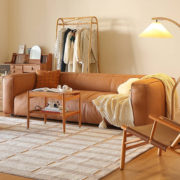 「高級無垢材パイン使用!快適ダウン&シリコンフィルクッション、合成皮革&本革ソファー」 Hersa-1647