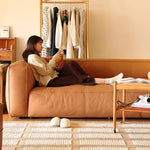 「高級無垢材パイン使用!快適ダウン&シリコンフィルクッション、合成皮革&本革ソファー」 Hersa-1647