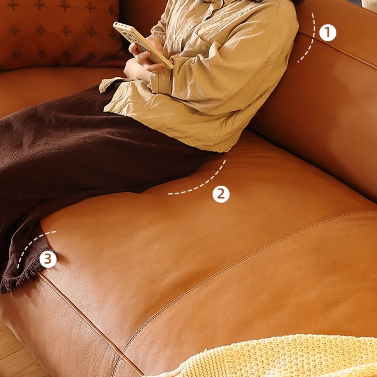 「高級無垢材パイン使用!快適ダウン&シリコンフィルクッション、合成皮革&本革ソファー」 Hersa-1647