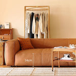 「高級無垢材パイン使用!快適ダウン&シリコンフィルクッション、合成皮革&本革ソファー」 Hersa-1647