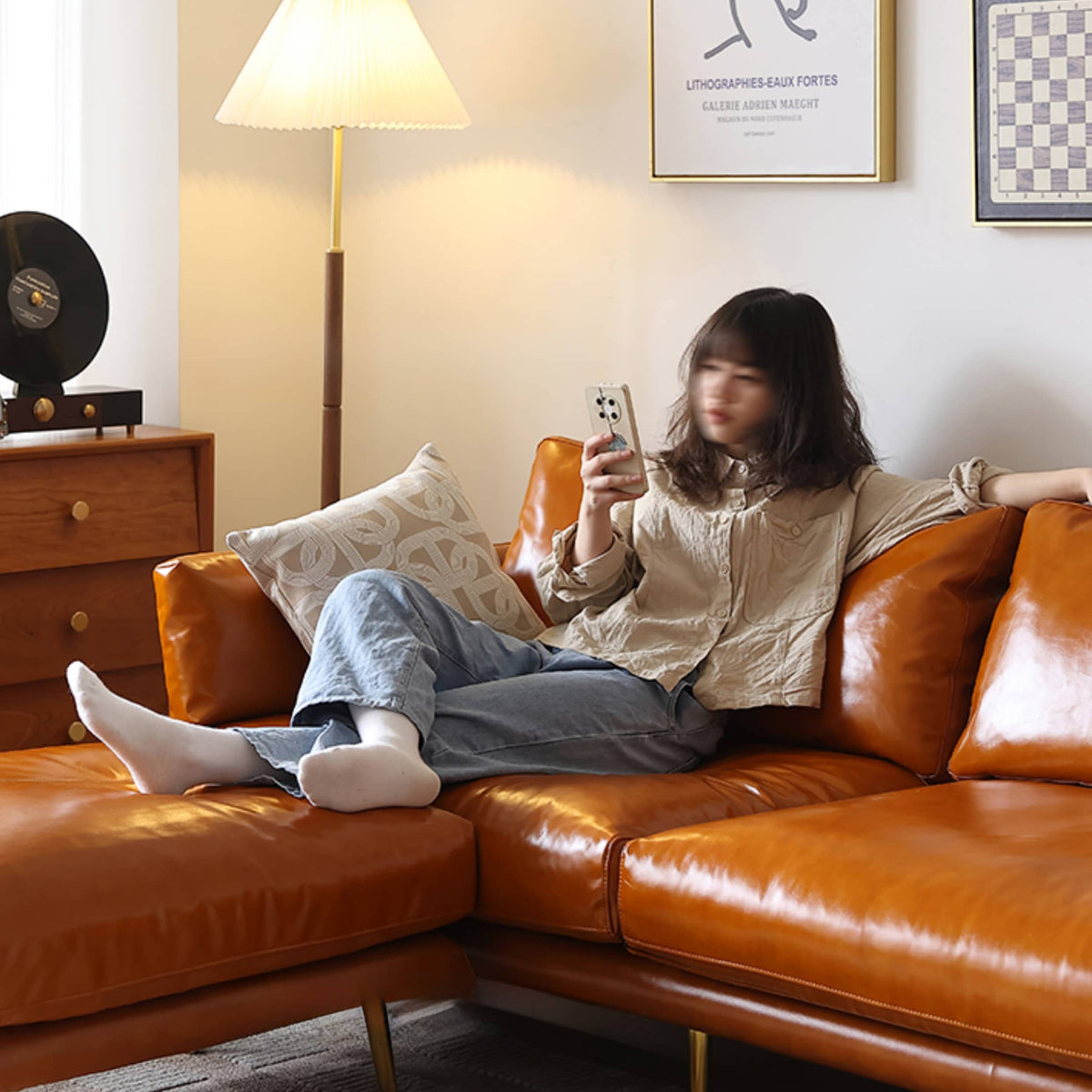 【快適&贅沢!】パイン多層板×ダウン×シリコンフィル使用高級PUレザー?本革ソファー Hersa-1648