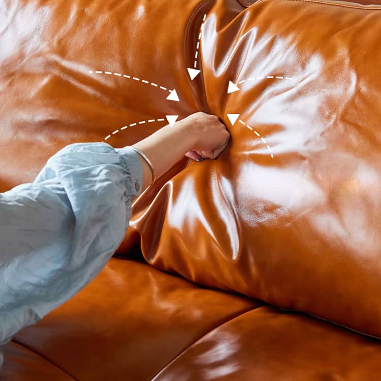 高級感溢れるパインフレーム本革ソファー - ダウン&シリコンフィルクッション採用 Hersa-1651