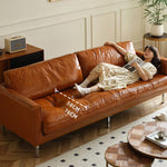 高級感溢れるパインフレーム本革ソファー - ダウン&シリコンフィルクッション採用 Hersa-1651