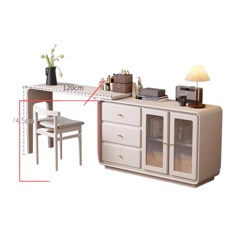 エレガントなガラス化粧台 収納力抜群 3つのキャビネット付き モダンデザイン fvp-4597