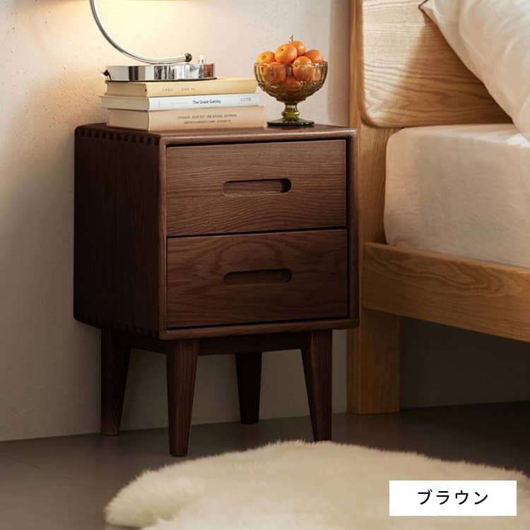 ナイトテーブル ナチュラル ブラウン オーク材 キリ材 ysys-f8021-nighttable