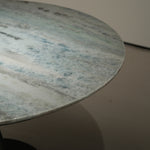 デザイナーズ 大理石センターテーブル アイスブルー×シルバー 天然石天板 高級ラグジュアリーモダン jrjj-6628