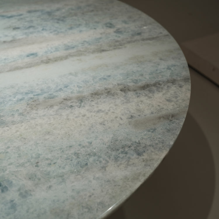 デザイナーズ 大理石センターテーブル アイスブルー×シルバー 天然石天板 高級ラグジュアリーモダン jrjj-6628
