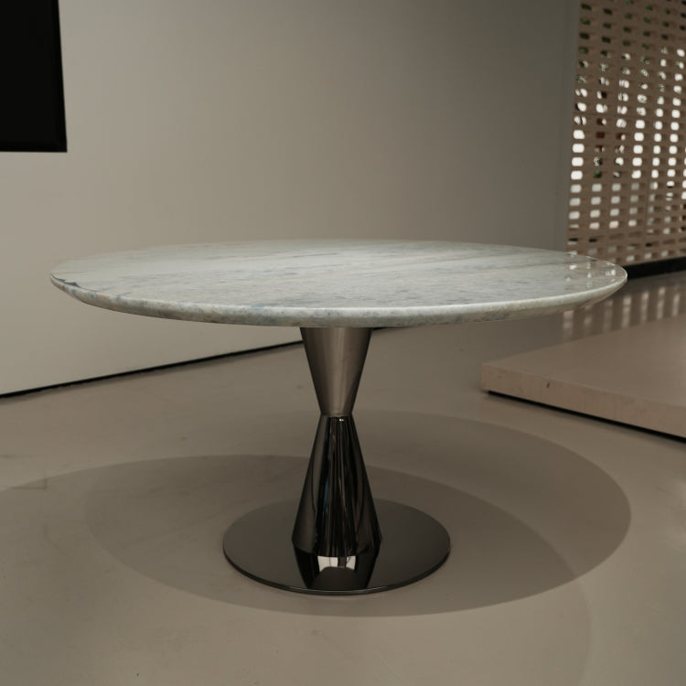 デザイナーズ 大理石センターテーブル アイスブルー×シルバー 天然石天板 高級ラグジュアリーモダン jrjj-6628