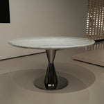 デザイナーズ 大理石センターテーブル アイスブルー×シルバー 天然石天板 高級ラグジュアリーモダン jrjj-6628