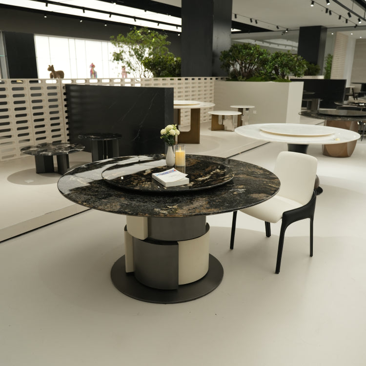デザイナーズ 大理石テーブル ブラックマーブル×ゴールドベース 高級ラグジュアリーダイニング jrjj-6626