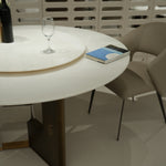 デザイナーズ 大理石ダイニングテーブル ホワイト×ゴールド 回転盤付き ラグジュアリーモダン jrjj-6768