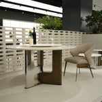 デザイナーズ 大理石ダイニングテーブル ホワイト×ゴールド 回転盤付き ラグジュアリーモダン jrjj-6768