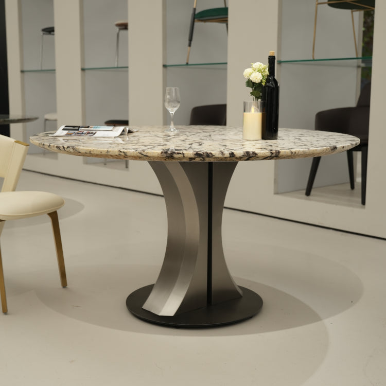 デザイナーズ 大理石ダイニングテーブル ベージュ×ブラックモダン アートスタイル ラグジュアリー家具 jrjj-6788