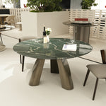 デザイナーズ 大理石ダイニングテーブル グリーン×シルバーアート 高級ラグジュアリーモダン jrjj-6772